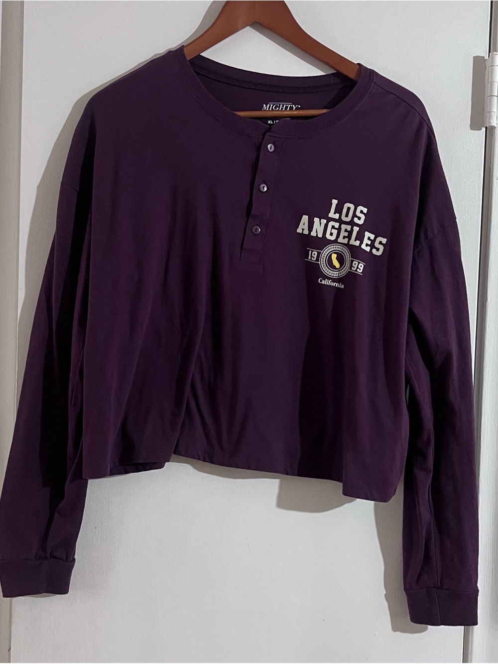 Mighty Fine Purple Los Angeles Henley Crop Top